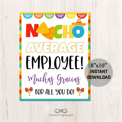 Nacho Average Employee Free Printable